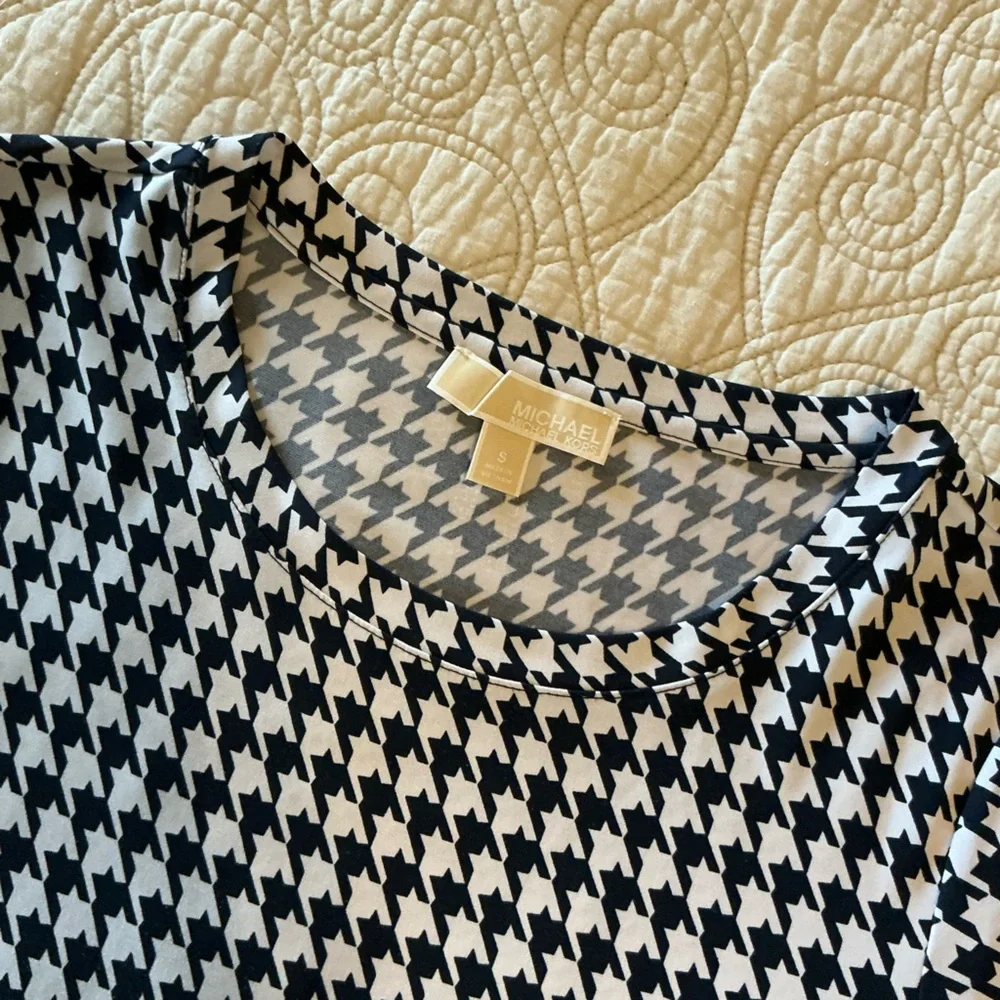 Michael Kors Houndstooth Pattern Shift Dress Navy & White women’s size Small